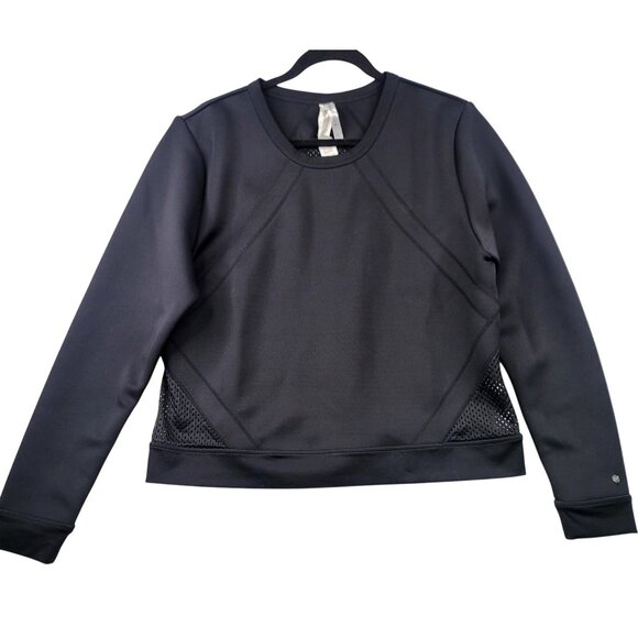 Fabletics Black Mesh Neoprene Panel Long Sleeve Sweatshirt XL Athletic Top - Picture 2 of 11